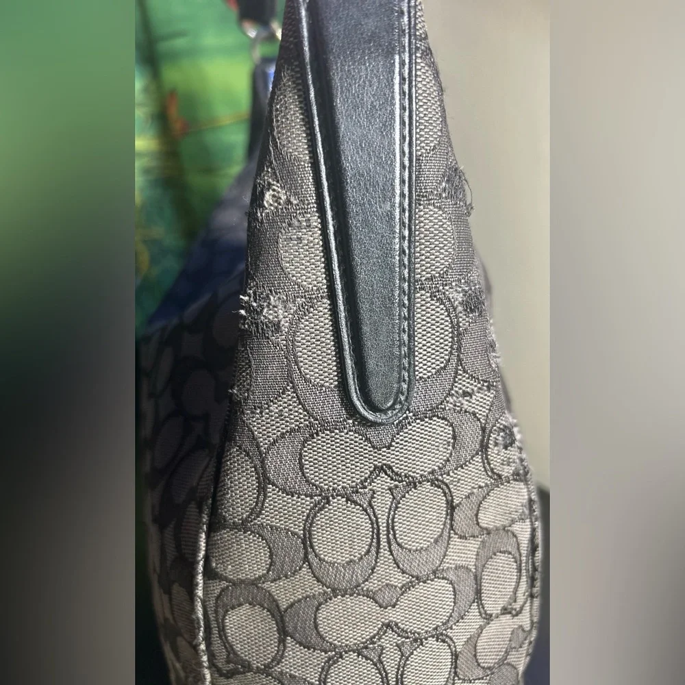 Coach Signature Monogram Large Saffiano Hobo Shoulder Used Bag